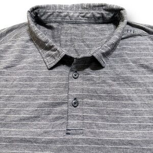 Lululemon Evolution Striped Gray Performance Golf Polo - XL
